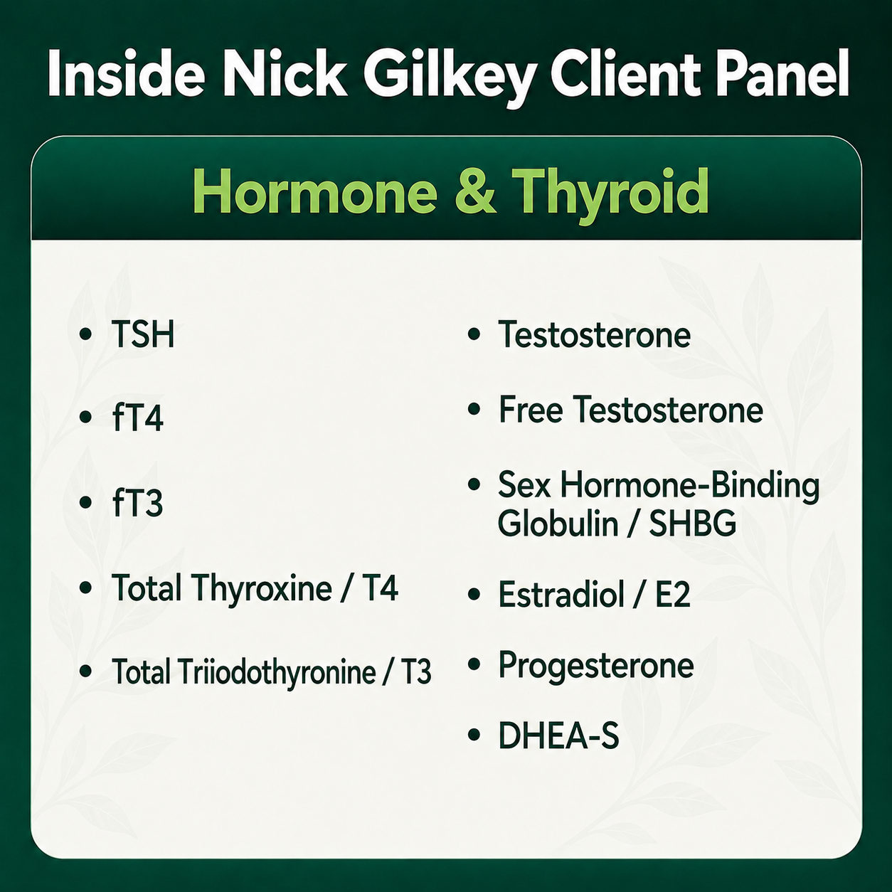 Nick Gilkey Client Blood Panel