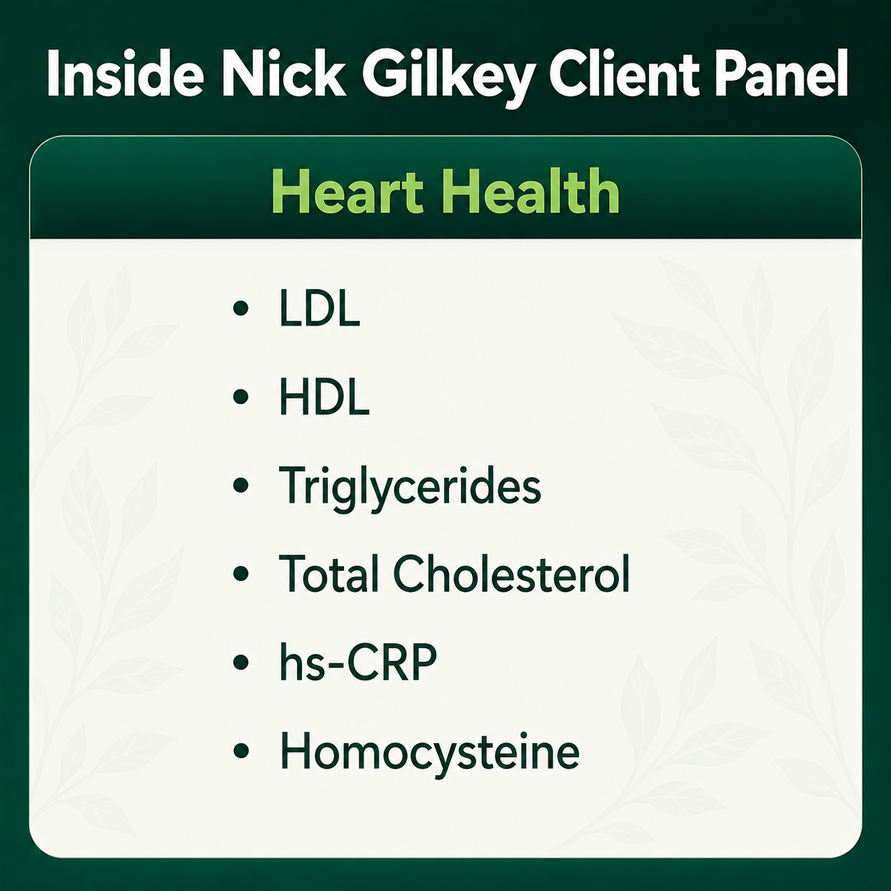 Nick Gilkey Client Blood Panel