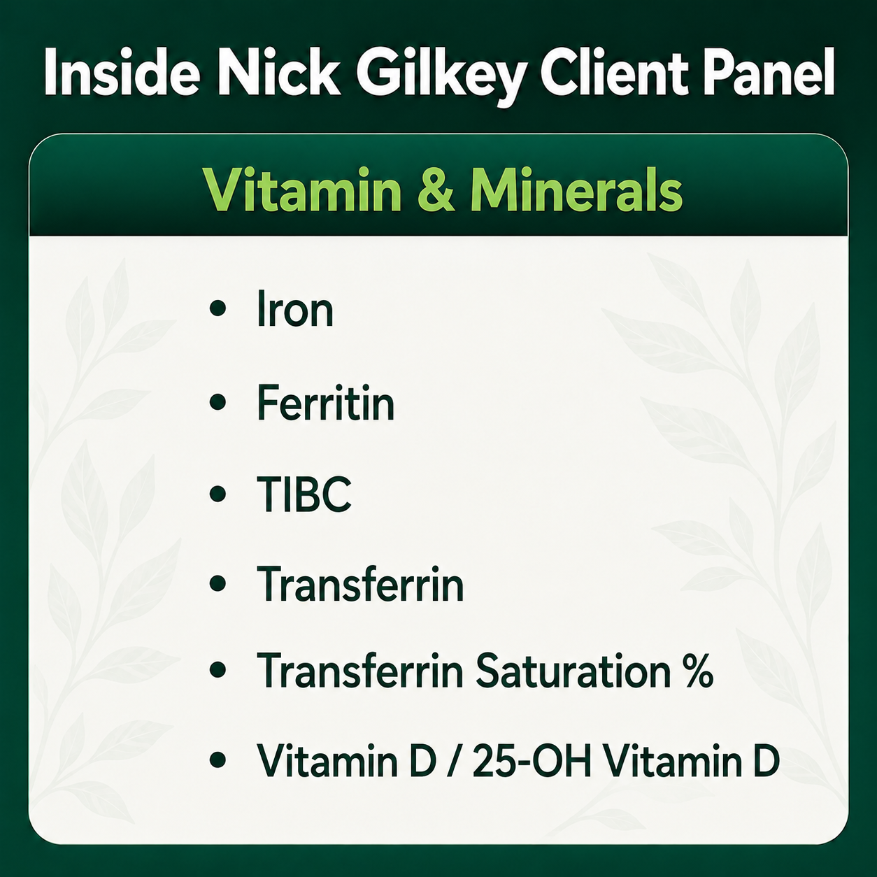 Nick Gilkey Client Blood Panel